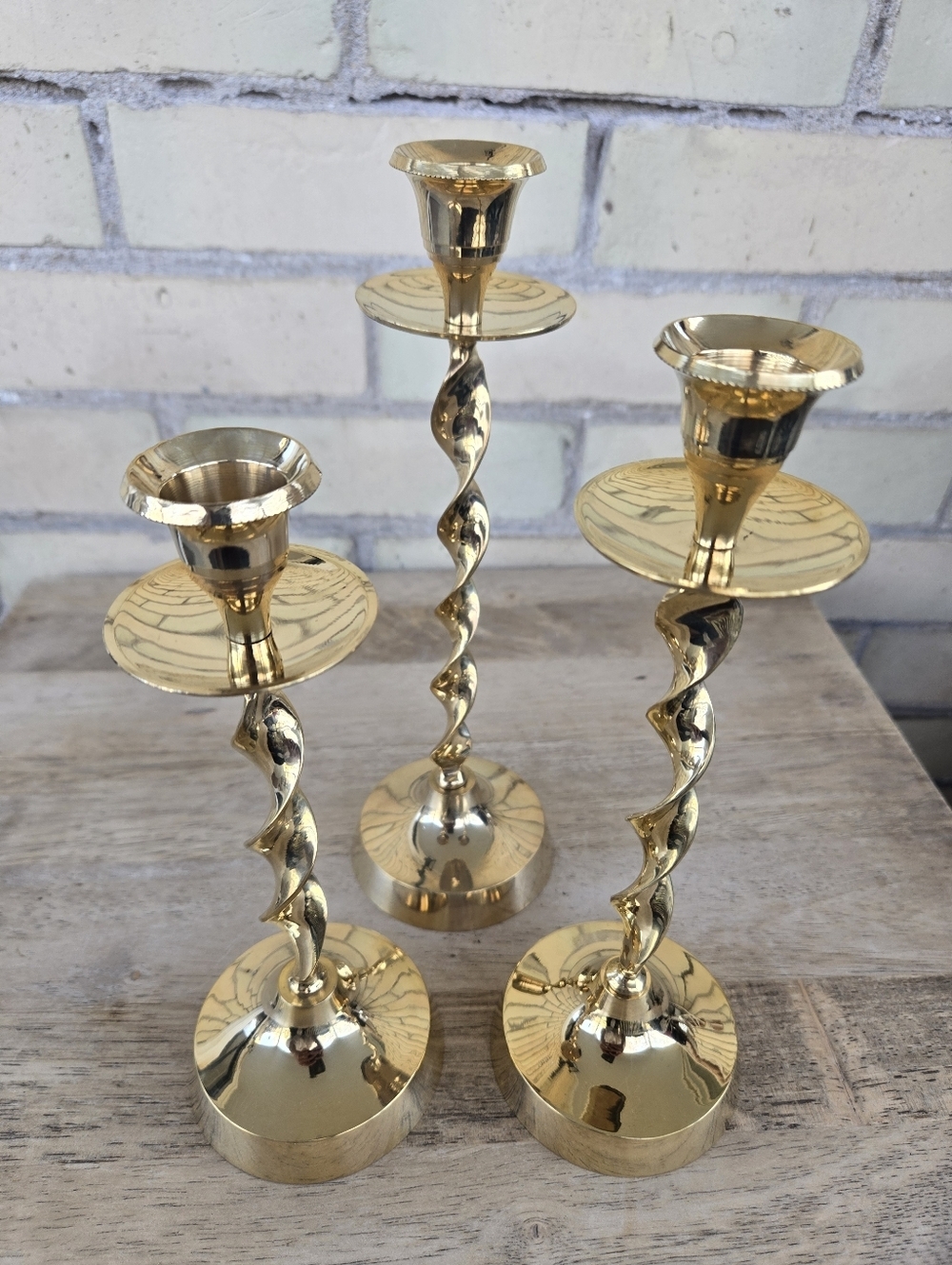 Twisted Brass Candle Holders - Picture 2 of 5